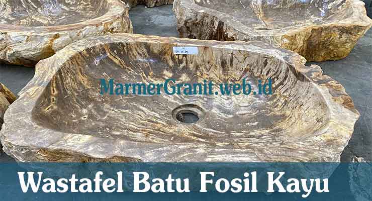 Wastafel Batu fosil Kayu